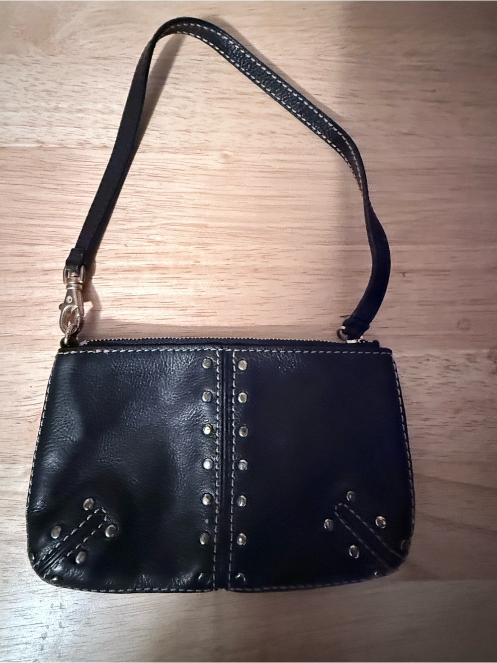 Michael Kors Black Leather Studded Wristlet